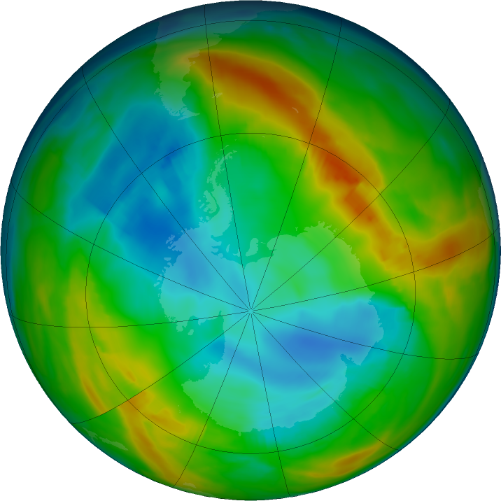 Antarctic ozone map for 28 July 2024